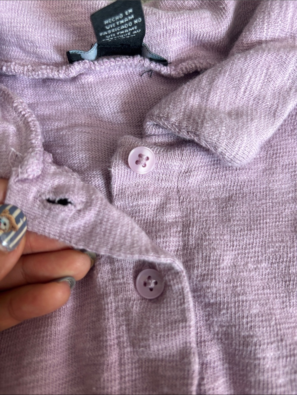 Forever 21 Lavender Button-Front Collared Tee - Picture 4 of 6